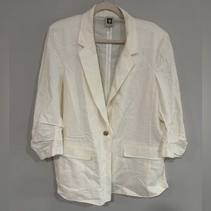 Anne Klein Cream Linen Blazer with Gold Button-size XL